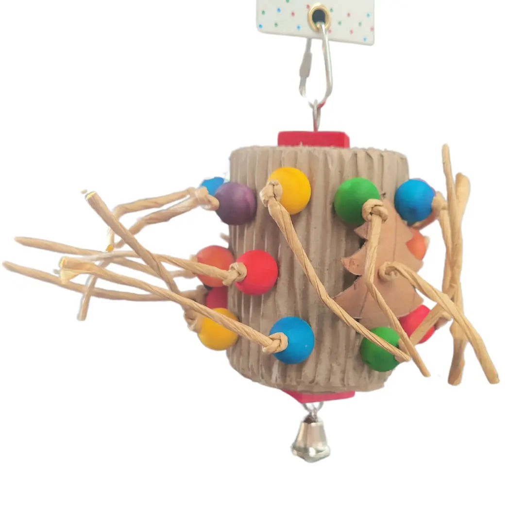 Rolled Cardboard with Beads Bird Toy