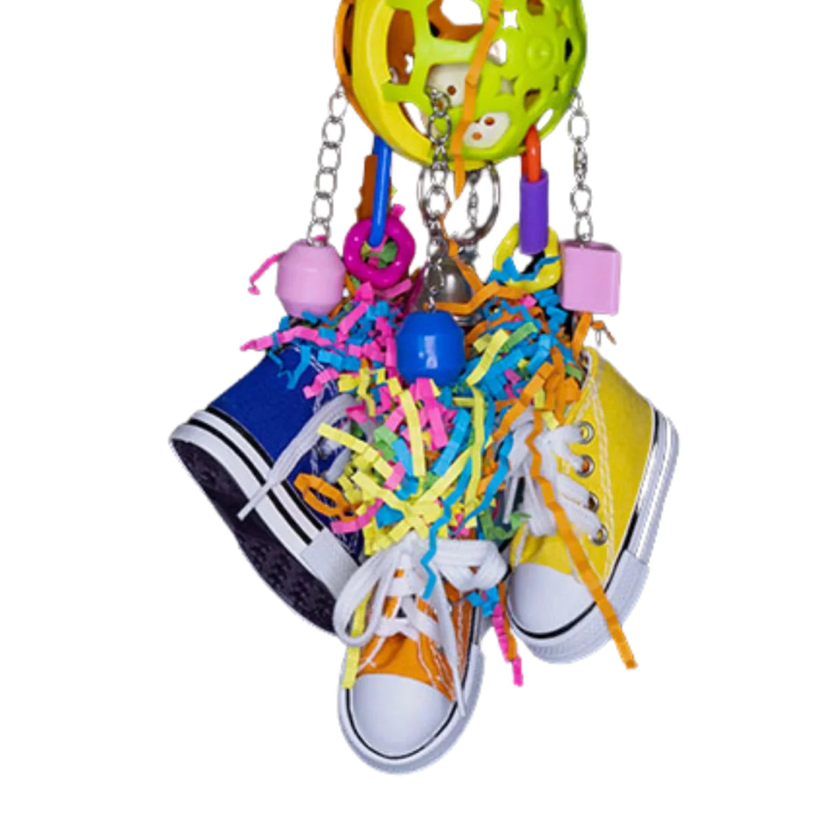 Rubber Ball with Four Hanging Shoes Bird Toy