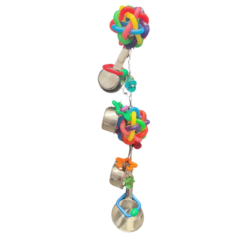 Rubber Balls and Clangers Bird Toy