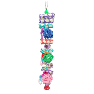 Small Coloured Cane Balls Skewer Shredable Bird Toy