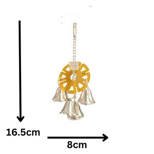 Slanted Disc with 5 Bells Bird Toys