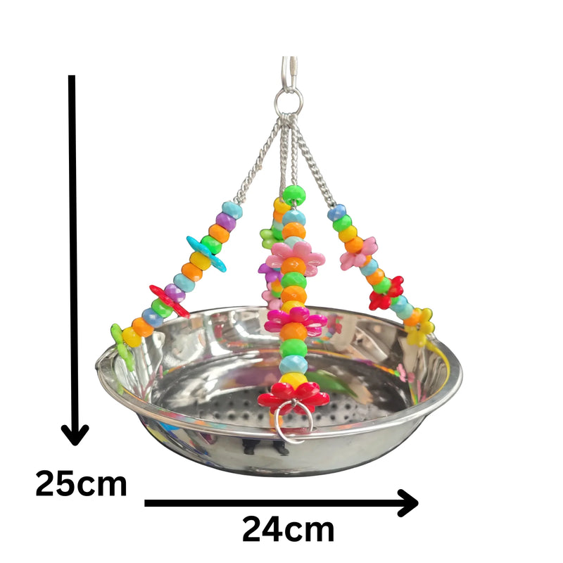 Stainless Steel Hanging Bowl Bird Toy