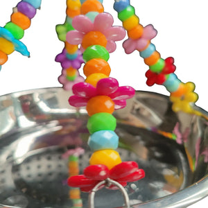 Stainless Steel Hanging Bowl Bird Toy