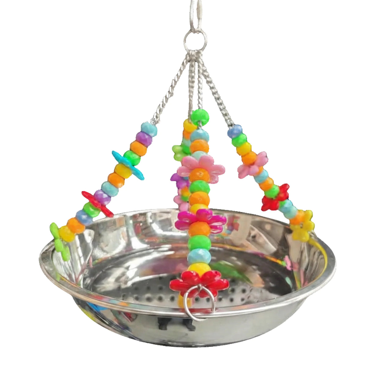 Stainless Steel Hanging Bowl Bird Toy