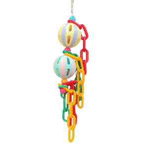Two Plastic Balls with Plastic Chains Bird Toy