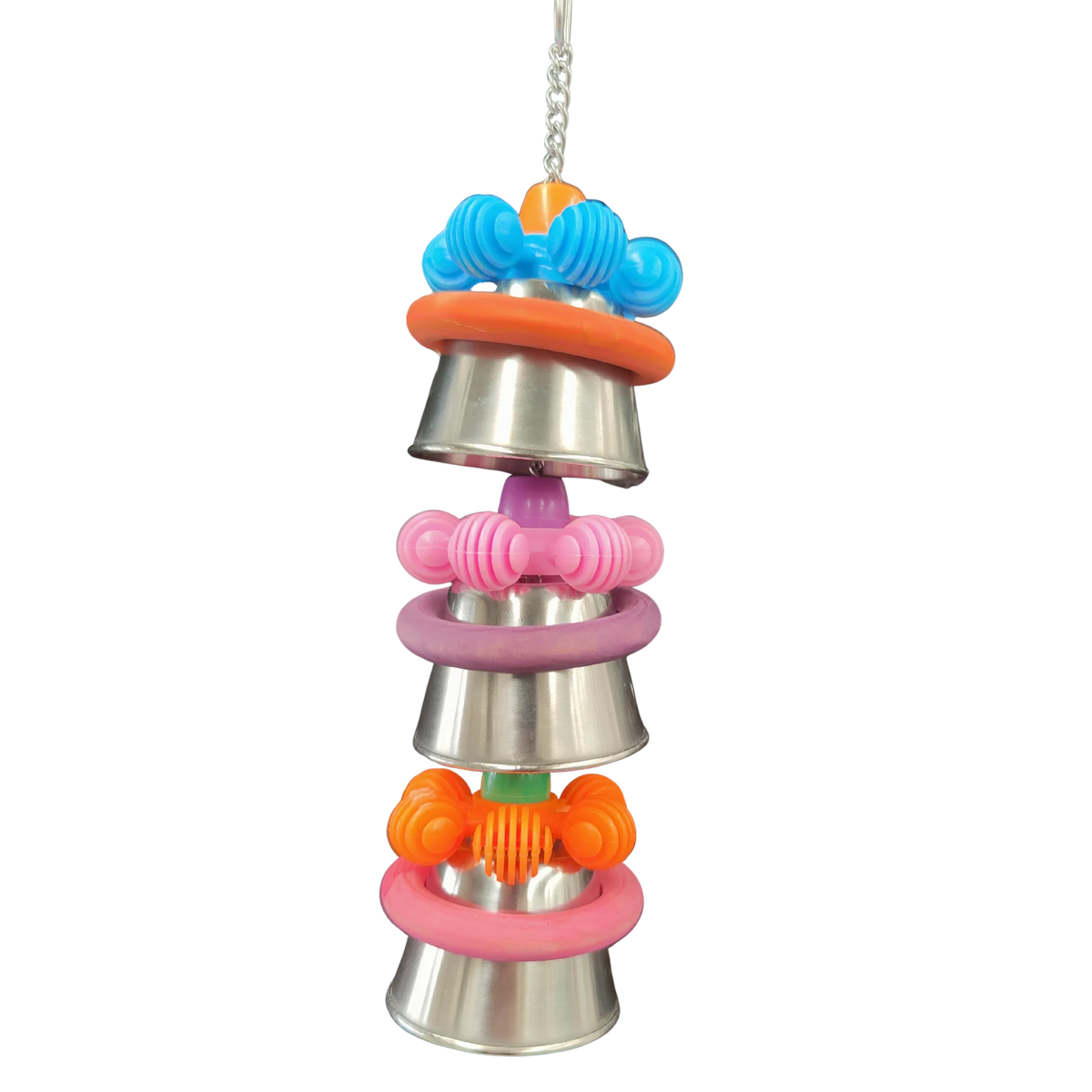 Three Stainless Steel Upside Down Cups bird Toy