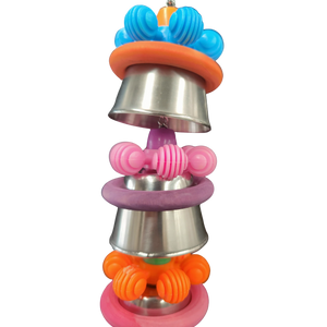 Three Stainless Steel Upside Down Cups bird Toy