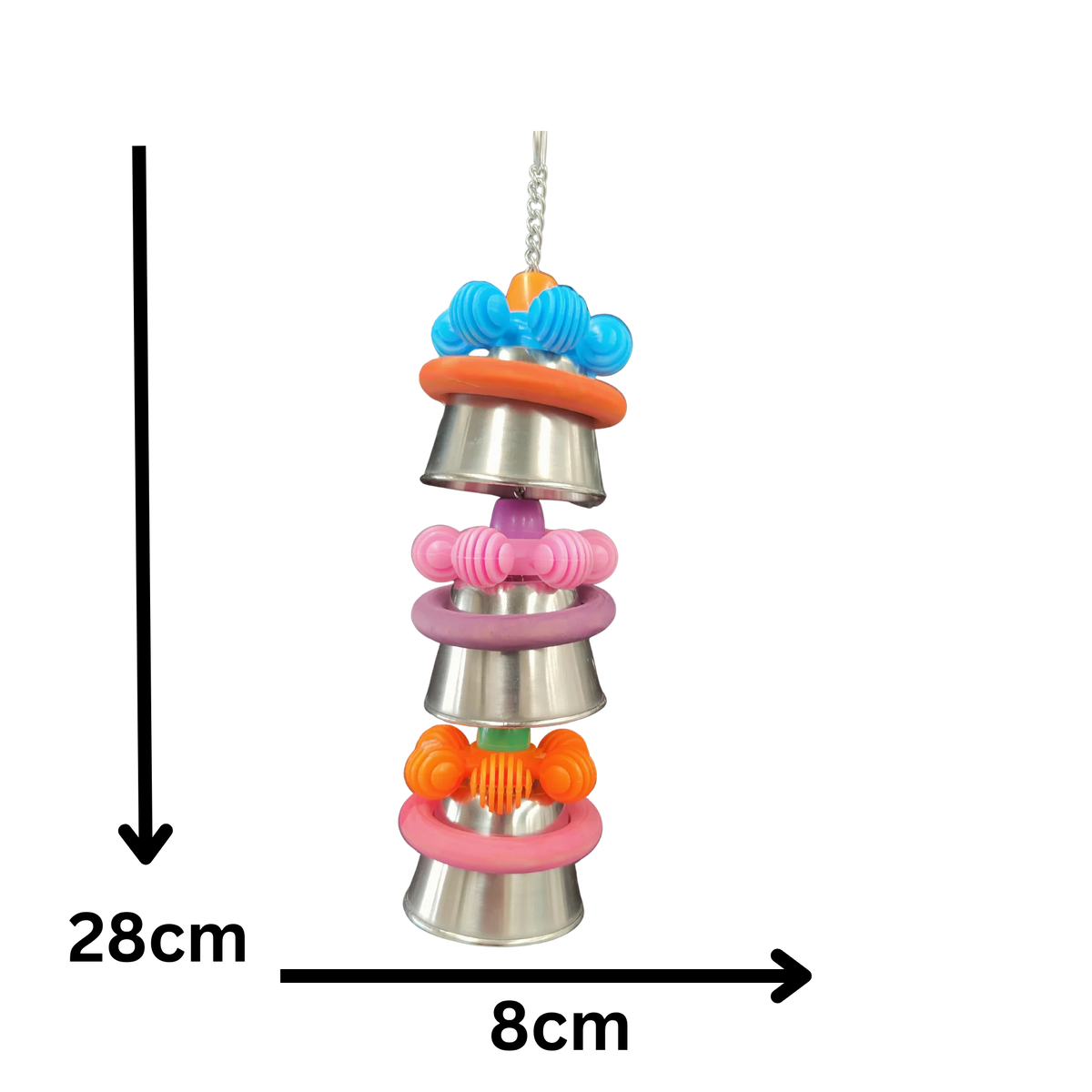 Three Stainless Steel Upside Down Cups bird Toy