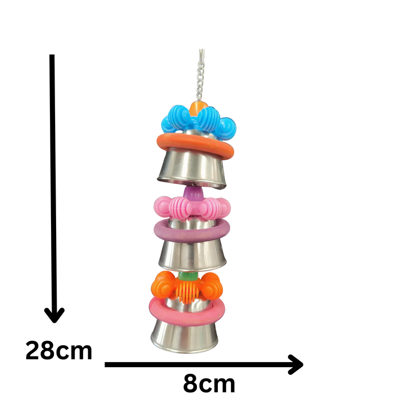 Three Stainless Steel Upside Down Cups bird Toy