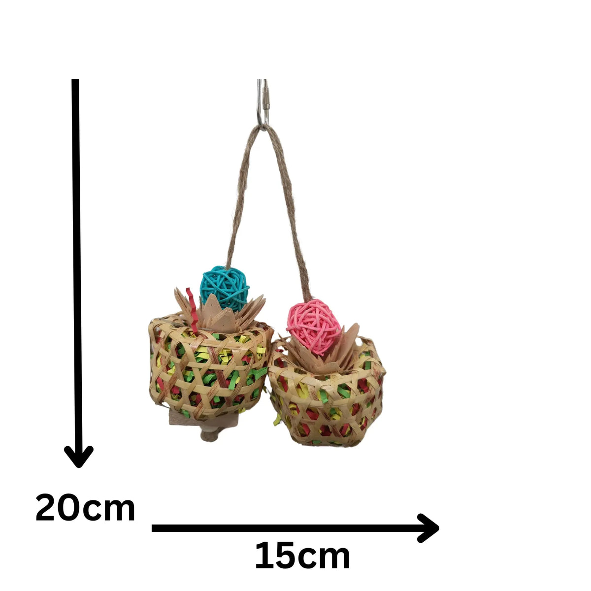 Two Hanging Pots Bird Toy