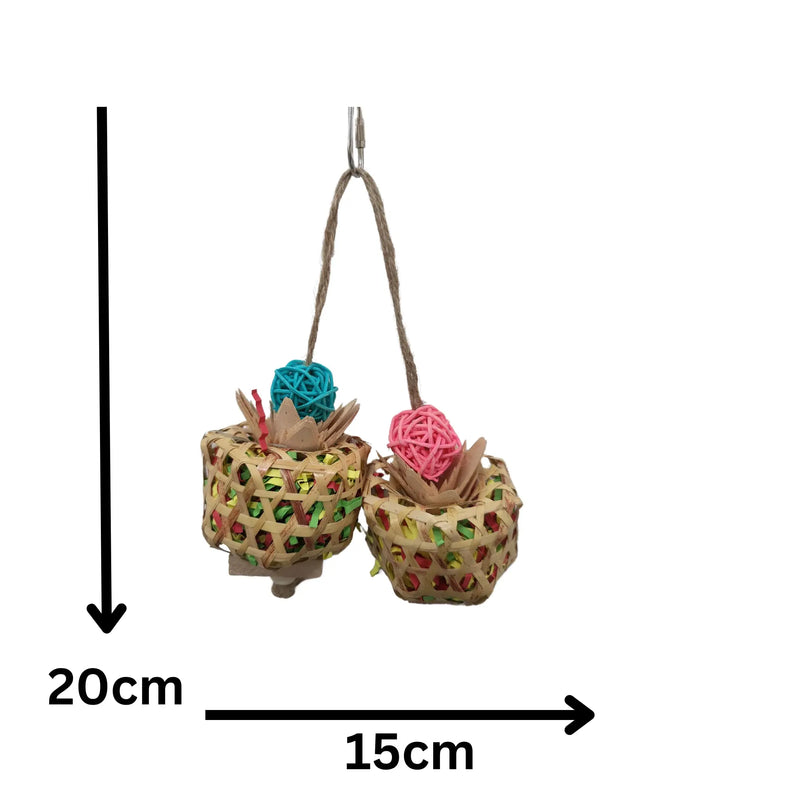 Two Hanging Pots Bird Toy