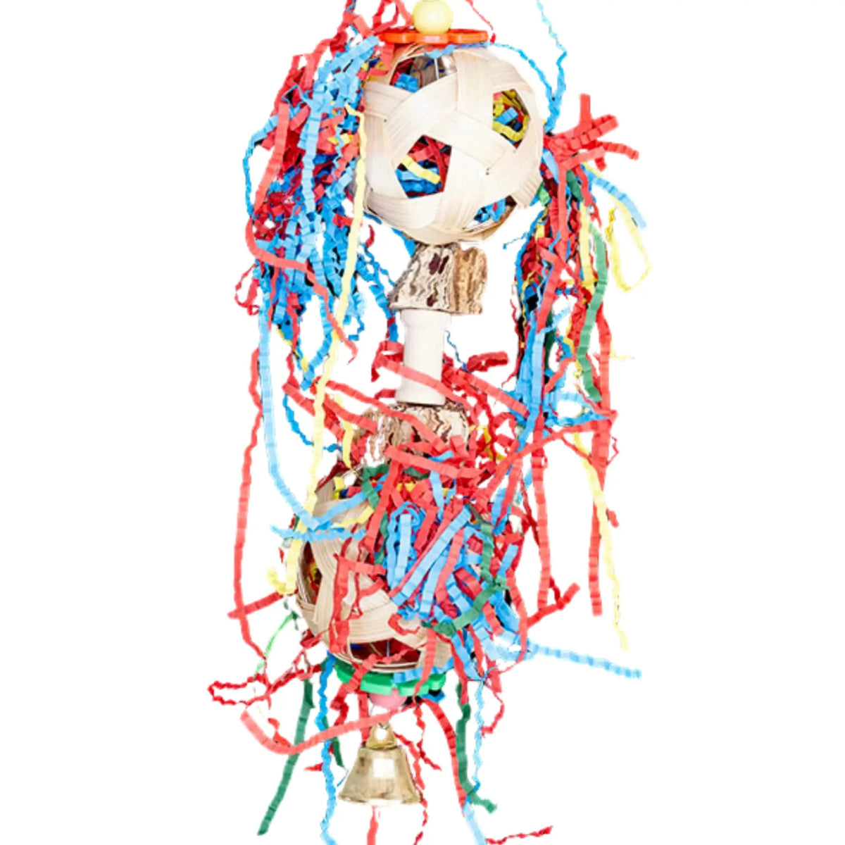 Two Paper Filled Cane Weave Balls Bird Toy