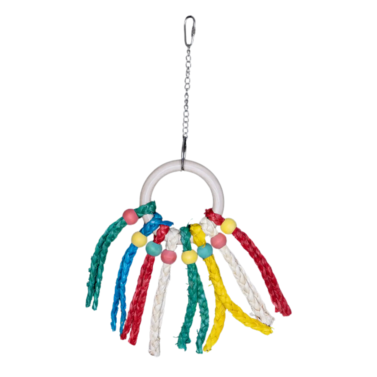 Wood Rings with Coloured Strands Bird Toy
