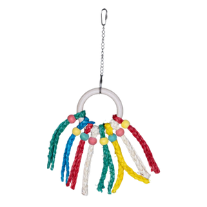 Wood Rings with Coloured Strands Bird Toy