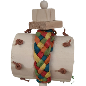 Wood Barrel Bird Toy