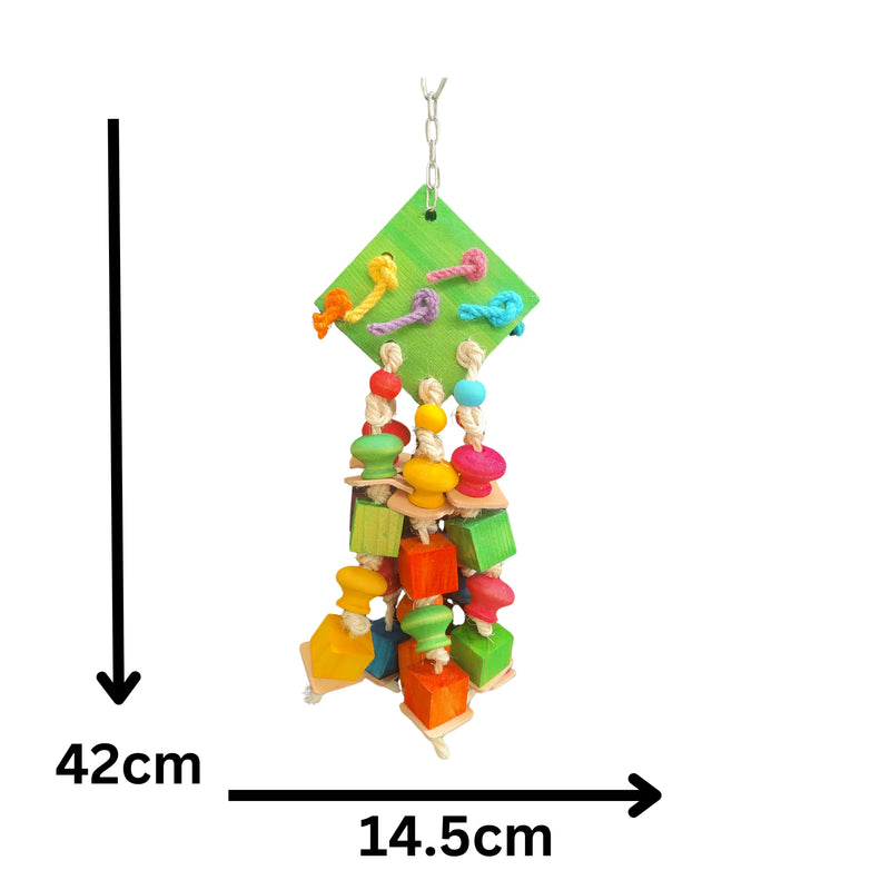 Wood Diamond Dangles Bird Toy