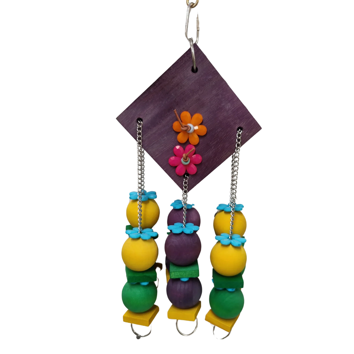 Wood Diamond with Hanging Wood Balls Bird Toy