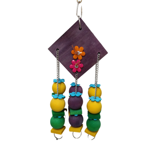 Wood Diamond with Hanging Wood Balls Bird Toy