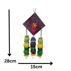 Wood Diamond with Hanging Wood Balls Bird Toy