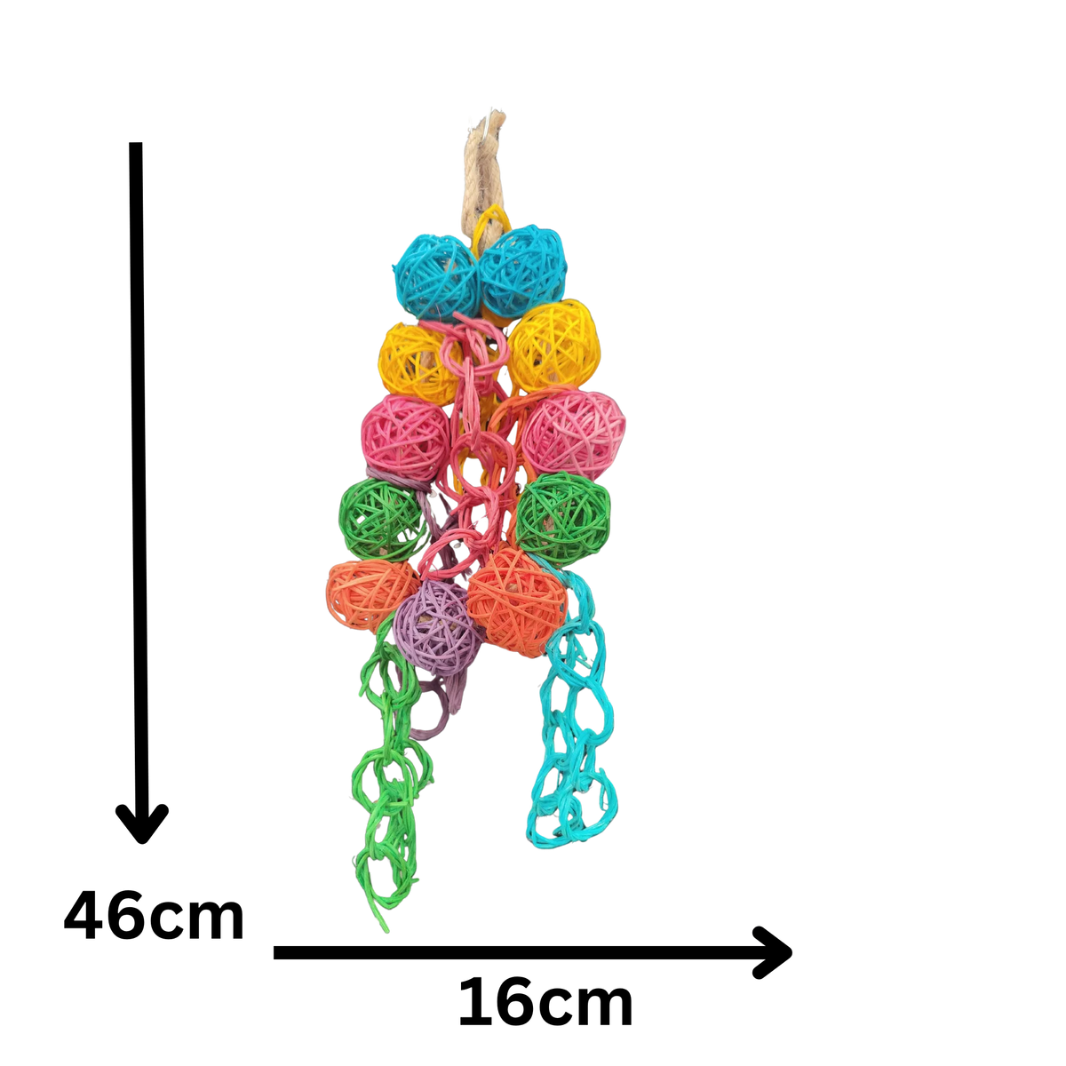 Hanging Coloured Cane Balls and Coloured Rings Bird Toy