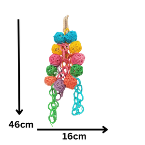 Hanging Coloured Cane Balls and Coloured Rings Bird Toy