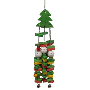 Festive Fun for Your Flock: Christmas Tree Bird Toy with Blocks & Bells